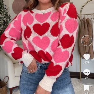 Pink Lily heart sweater